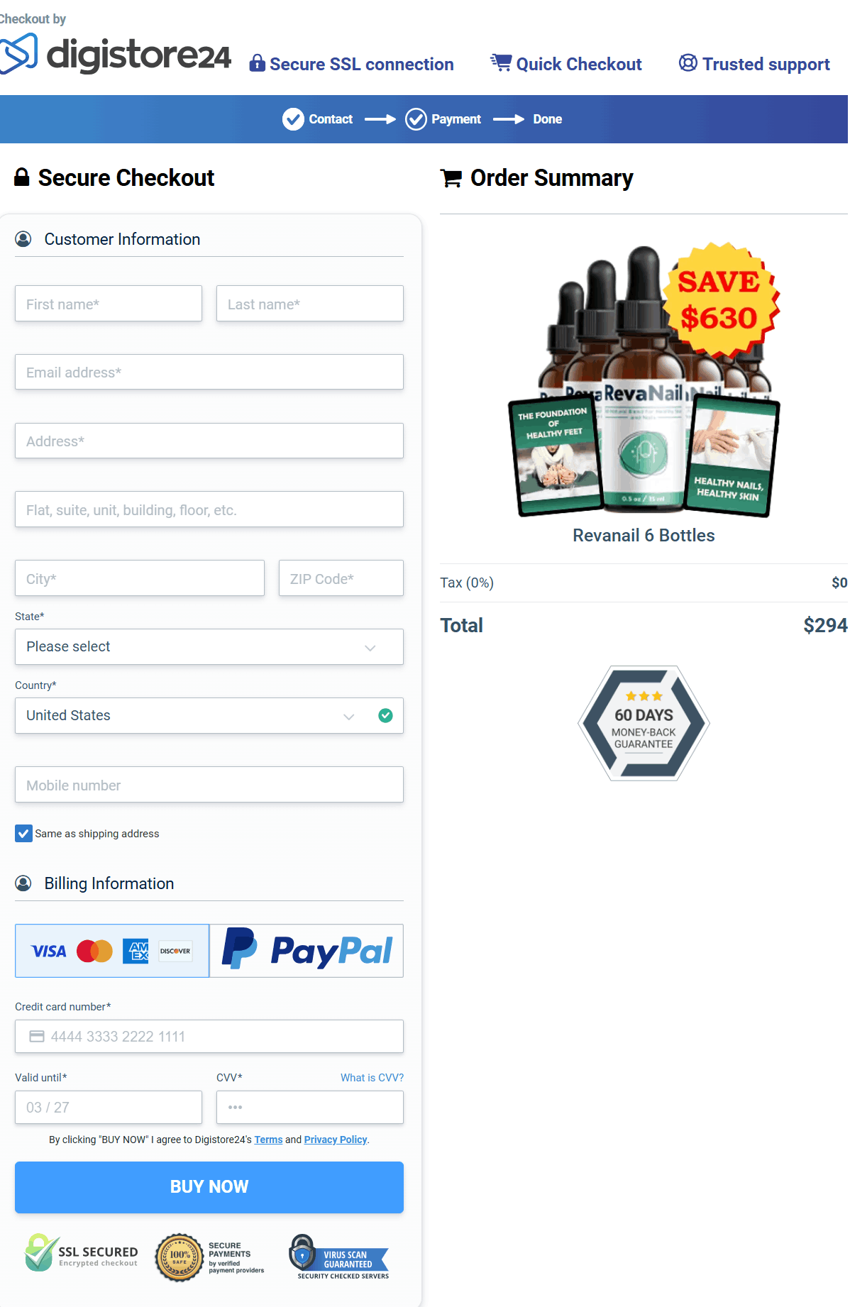 RevaNail -secure chackout page